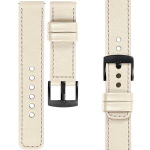 moVear Prestige C1 22mm Beige Leather strap for Garmin Vivoactive 4, Venu 3/2 | Beige stitching [sizes XS-XXL and buckle to choose from]