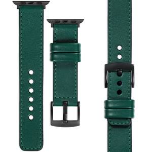 moVear Prestige C1 22mm Bottle green Leather strap for Apple Watch 9 / 8 / 7 / 6 / 5 / 4 / SE (41/40mm) | Bottle green stitching [sizes XS-XXL and buckle to choose from]
