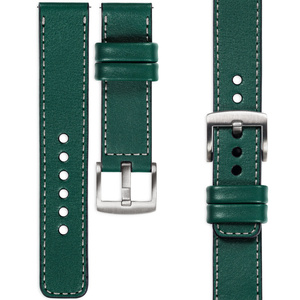 moVear Prestige C1 22mm Bottle green Leather strap for Samsung Galaxy Watch 3 (45mm) / Watch (46mm) / Gear S3 | Bottle green stitching [sizes XS-XXL and buckle to choose from]