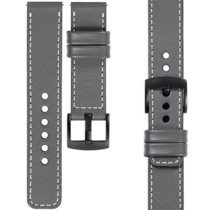 moVear Prestige C1 22mm Gray Leather strap for Samsung Galaxy Watch 3 (45mm) / Watch (46mm) / Gear S3 | Gray stitching [sizes XS-XXL and buckle to choose from]