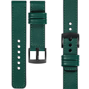 moVear Prestige C1 22mm leather watch strap | Bottle green, Bottle green stitching [sizes XS-XXL and buckle to choose from]