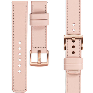 moVear Prestige C1 22mm leather watch strap | Flesh pink, Flesh pink stitching [sizes XS-XXL and buckle to choose from]