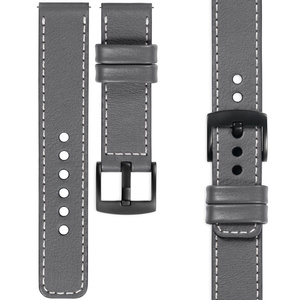 moVear Prestige C1 22mm leather watch strap | Gray, Gray stitching [sizes XS-XXL and buckle to choose from]