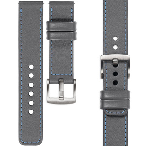 moVear Prestige C1 22mm leather watch strap | Gray, Gray stitching [sizes XS-XXL and buckle to choose from]