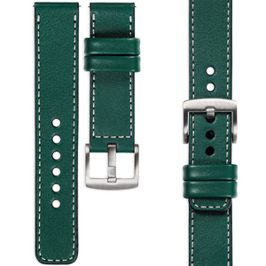 moVear Prestige C1 23mm leather watch strap | Bottle green, Bottle green stitching [sizes XS-XXL and buckle to choose from]