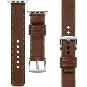 moVear Prestige C1 24mm Dark brown Leather strap for Apple Watch 9 / 8 / 7 / 6 / 5 / 4 / SE (45/44mm) & Ultra (49mm) | Dark brown stitching [sizes XS-XXL and buckle to choose from]