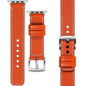 moVear Prestige C1 24mm Orange Leather strap for Apple Watch 9 / 8 / 7 / 6 / 5 / 4 / SE (45/44mm) & Ultra (49mm) | Orange stitching [sizes XS-XXL and buckle to choose from]