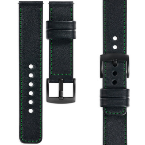 moVear Prestige C1 24mm leather watch strap | Black, Black stitching [sizes XS-XXL and buckle to choose from]