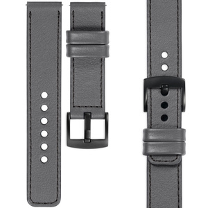 moVear Prestige C1 24mm leather watch strap | Gray, Gray stitching [sizes XS-XXL and buckle to choose from]