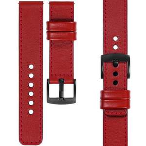 moVear Prestige C1 24mm leather watch strap | Scarlet red, Scarlet red stitching [sizes XS-XXL and buckle to choose from]