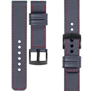 moVear Prestige C1 24mm leather watch strap | Steel gray, Steel gray stitching [sizes XS-XXL and buckle to choose from]