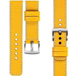 moVear Prestige C1 24mm leather watch strap | Yellow, Yellow stitching [sizes XS-XXL and buckle to choose from]