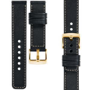 moVear Prestige C1 26mm leather watch strap | Black, Black stitching [sizes XS-XXL and buckle to choose from]