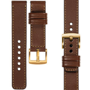 moVear Prestige C1 26mm leather watch strap | Dark brown, Dark brown stitching [sizes XS-XXL and buckle to choose from]