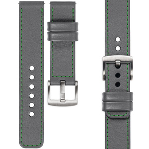 moVear Prestige C1 26mm leather watch strap | Gray, Gray stitching [sizes XS-XXL and buckle to choose from]