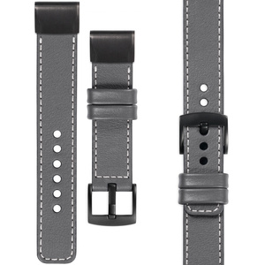 moVear Prestige C1 Leather strap for Garmin QuickFit 20mm (Fenix / Instinct - 42/40mm) Gray, Gray stitching [sizes XS-XXL and buckle to choose from]