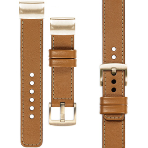 moVear Prestige C1 Leather strap for Garmin QuickFit 20mm (Fenix / Instinct - 42/40mm) Light brown, Light brown stitching [sizes XS-XXL and buckle to choose from]