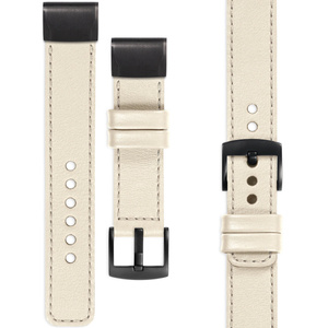 moVear Prestige C1 Leather strap for Garmin QuickFit 22mm (Fenix / Forerunner / Epix / Instinct / Enduro / Quatix / MARQ - 47/45mm) Beige, Beige stitching [sizes XS-XXL and buckle to choose from]