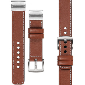 moVear Prestige C1 Leather strap for Garmin QuickFit 22mm (Fenix / Forerunner / Epix / Instinct / Enduro / Quatix / MARQ - 47/45mm) Brown, Brown stitching [sizes XS-XXL and buckle to choose from]