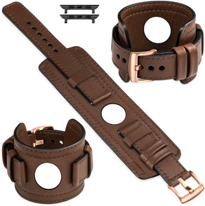 moVear Prestige CW1 20mm Wide leather watch strap with pad for Apple Watch 10 / 9 / 8 / 7 / 6 / 5 / 4 / SE (42/41/40mm) | Dark brown, Dark brown stitching [sizes XS-XXL and buckle to choose from]