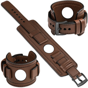 moVear Prestige CW1 22mm Wide leather watch strap with pad for Samsung Galaxy Watch 3 (45mm) / Watch (46mm) / Gear S3 | Dark brown, Dark brown stitching [sizes XS-XXL and buckle to choose from]