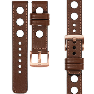 moVear Prestige R1 18mm Dark brown Leather strap for Garmin Vivoactive 4S, Venu 3S/2S, Vívomove 3S | Dark brown stitching [sizes XS-XXL and buckle to choose from]