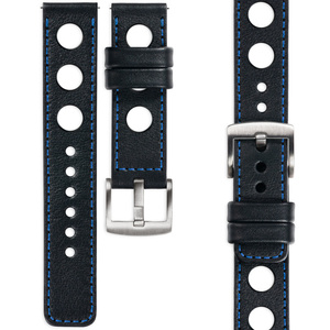 moVear Prestige R1 18mm leather watch strap | Black, Black stitching [sizes XS-XXL and buckle to choose from]