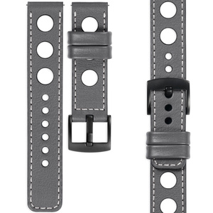 moVear Prestige R1 18mm leather watch strap | Gray, Gray stitching [sizes XS-XXL and buckle to choose from]