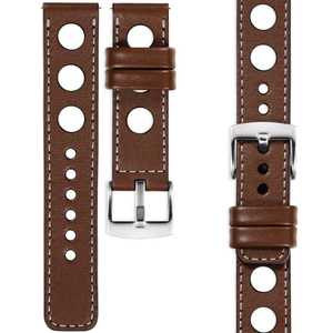 moVear Prestige R1 24mm leather watch strap | Dark brown, Dark brown stitching [sizes XS-XXL and buckle to choose from]