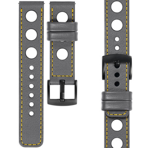 moVear Prestige R1 24mm leather watch strap | Gray, Gray stitching [sizes XS-XXL and buckle to choose from]