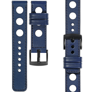 moVear Prestige R1 24mm leather watch strap | Navy blue, Navy blue stitching [sizes XS-XXL and buckle to choose from]