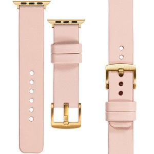 moVear Prestige S1 18mm Leather strap for Apple Watch 10 / 9 / 8 / 7 / 6 / 5 / 4 / SE (42/41/40mm) Flesh pink [adapter and buckle to choose from]