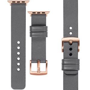 moVear Prestige S1 18mm Leather strap for Apple Watch 10 / 9 / 8 / 7 / 6 / 5 / 4 / SE (42/41/40mm) Gray [adapter and buckle to choose from]