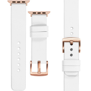 moVear Prestige S1 18mm Leather strap for Apple Watch 10 / 9 / 8 / 7 / 6 / 5 / 4 / SE (46/45/44mm) & Ultra (49mm) White [adapter and buckle to choose from]