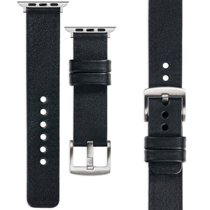 moVear Prestige S1 22mm Leather strap for Apple Watch 10 / 9 / 8 / 7 / 6 / 5 / 4 / SE (46/45/44mm) & Ultra (49mm) Black [adapter and buckle to choose from]