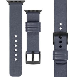 moVear Prestige S1 24mm Leather strap for Apple Watch 10 / 9 / 8 / 7 / 6 / 5 / 4 / SE (46/45/44mm) & Ultra (49mm) Steel gray [adapter and buckle to choose from]