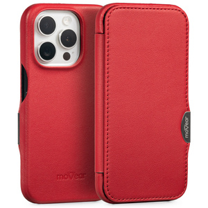 moVear flipSide 4C Leather case for Apple iPhone 15 Pro (6.1") | Smooth leather (Red)