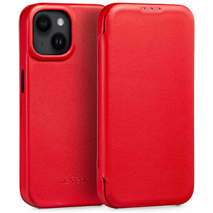 moVear flipSide 4S Leather slim case for Apple iPhone 14 (6,1") | Smooth leather (Red)