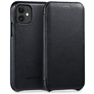 moVear flipSide S Leather slim case for Apple iPhone 11 (6.1") | Smooth leather (Black)