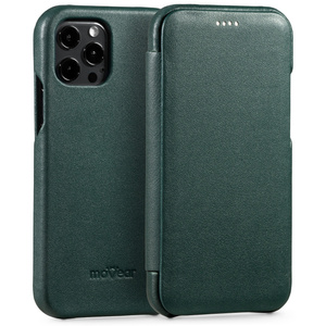 moVear flipSide S Leather slim case for Apple iPhone 12 Pro / 12 (6.1") | Nappa leather (Bottle green)