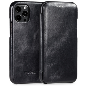 moVear flipSide S Leather slim case for Apple iPhone 12 Pro / 12 (6.1") | Vintage Leather (Black)