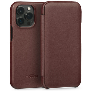 moVear flipSide S Leather slim case for Apple iPhone 13 Pro (6.1") | Nappa leather (Dark brown)