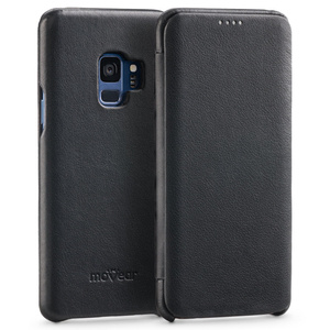 moVear flipSide S Leather slim case for Samsung Galaxy S9 (5.8") | Nappa leather (Black)