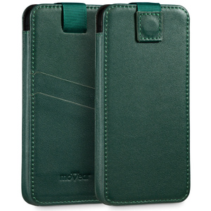 moVear pocketCase C+ Slide in leather Bag Pouch for Smartfon rozmiar M (ok 151 x 73 x 9mm) | Nappa leather (Bottle green)