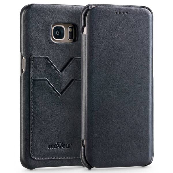 
                    moVear flipSide S+ Leather Case for Samsung Galaxy S7 edge | Smooth, Black