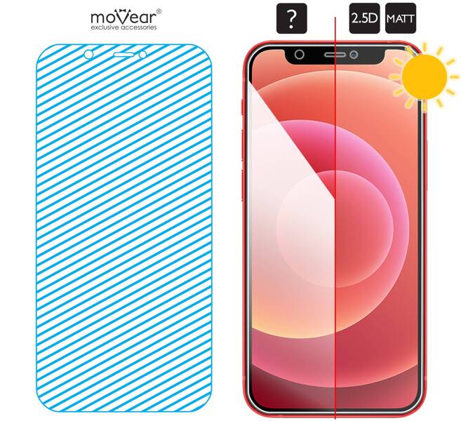 2 pcs. | moVear GLASS mSHIELD 2.5D MATT for Apple iPhone 12 Mini (5.4") | (Anti-reflective, case friendly)