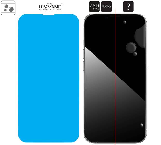 2 pcs. | moVear GLASS mSHIELD 2.5D MAX privacy for Apple iPhone 14 / 13 / 13 Pro [ROZMIAR_EKRAN] | (Privatizing, case friendly)