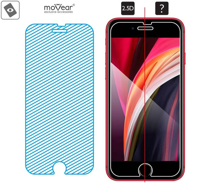 2 pcs. | moVear GLASS mSHIELD 2.5D for Apple iPhone 8 / 7 (4.7") (case friendly)