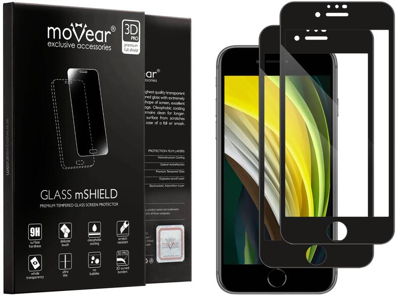 2 pcs. | moVear GLASS mSHIELD 3D PRO-E for Apple iPhone SE (2022 / 2020) / 8 / 7 (4.7") (case friendly)