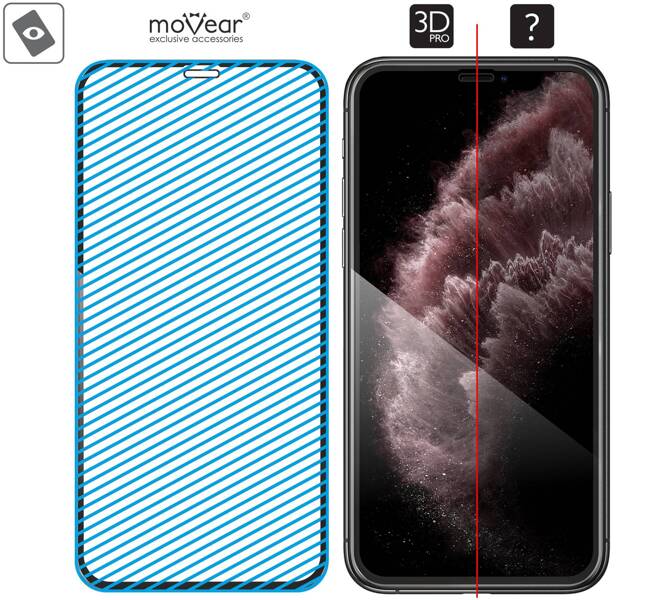 2 pcs. | moVear GLASS mSHIELD 3D PRO for Apple iPhone 11 Pro Max / Xs Max (6.5") (full screen protection)